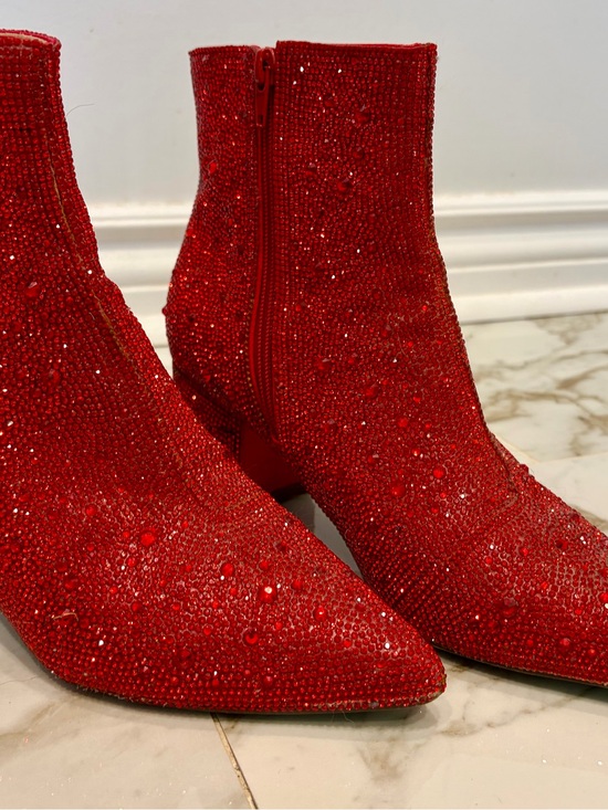 Betsey Johnson Shoes - Betsey Johnson Red Crystal Ankle Booties